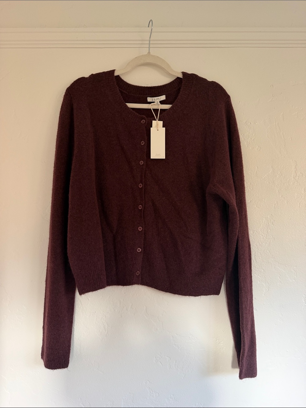 Z Supply Burgundy Knit Button-Front Cardigan